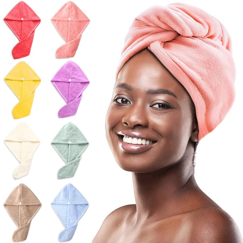 Asciugamano per capelli in microfibra, fascia per capelli anticrespo Premium per donne e uomini cappello per capelli secchi, Super assorbente, cuffia da bagno avvolta