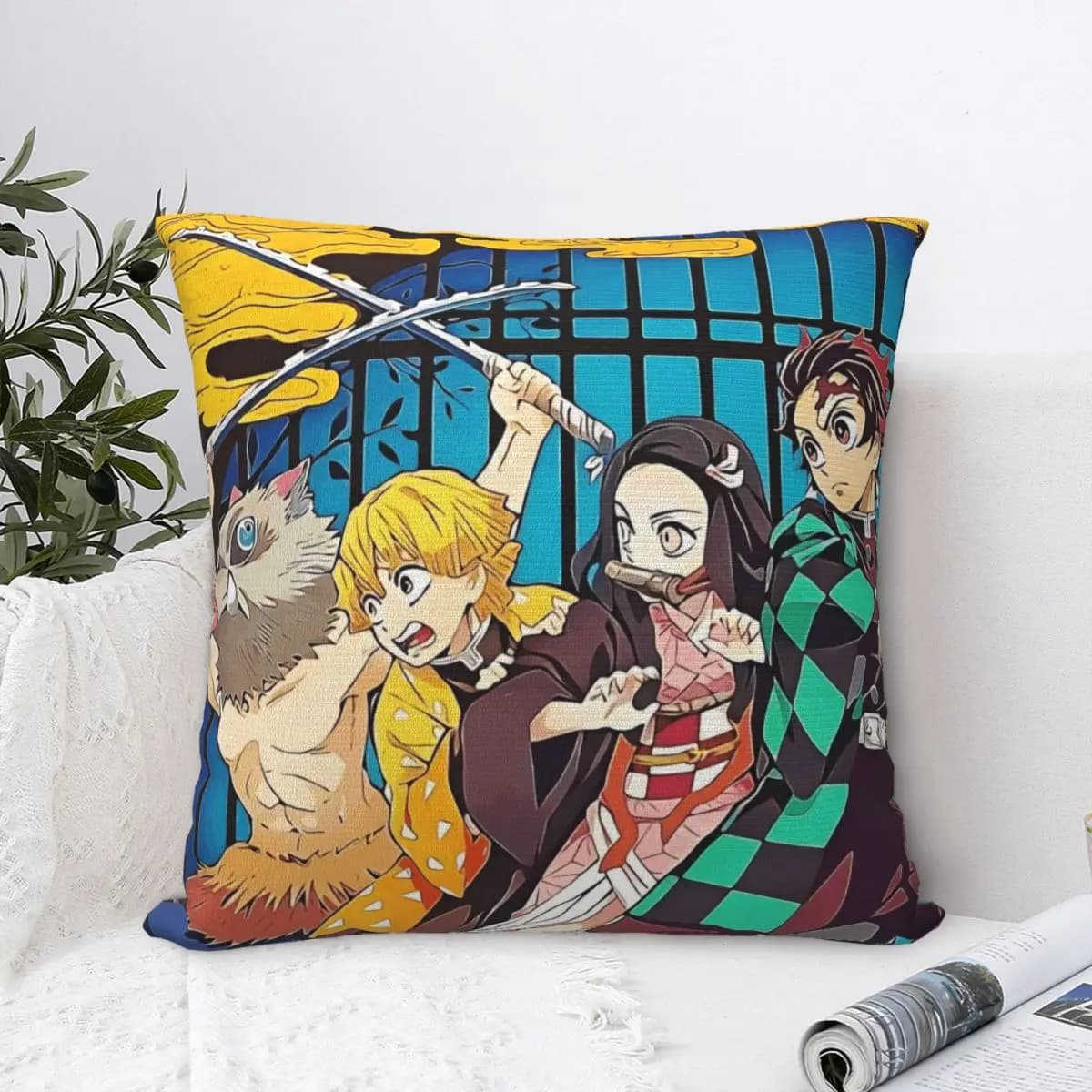 Demon Slayer Anime Kamado Nezuko Tanjirou Federa Stampa Fodera per cuscino in tessuto Regalo Federa per cuscino Copriletto Commercio all'ingrosso