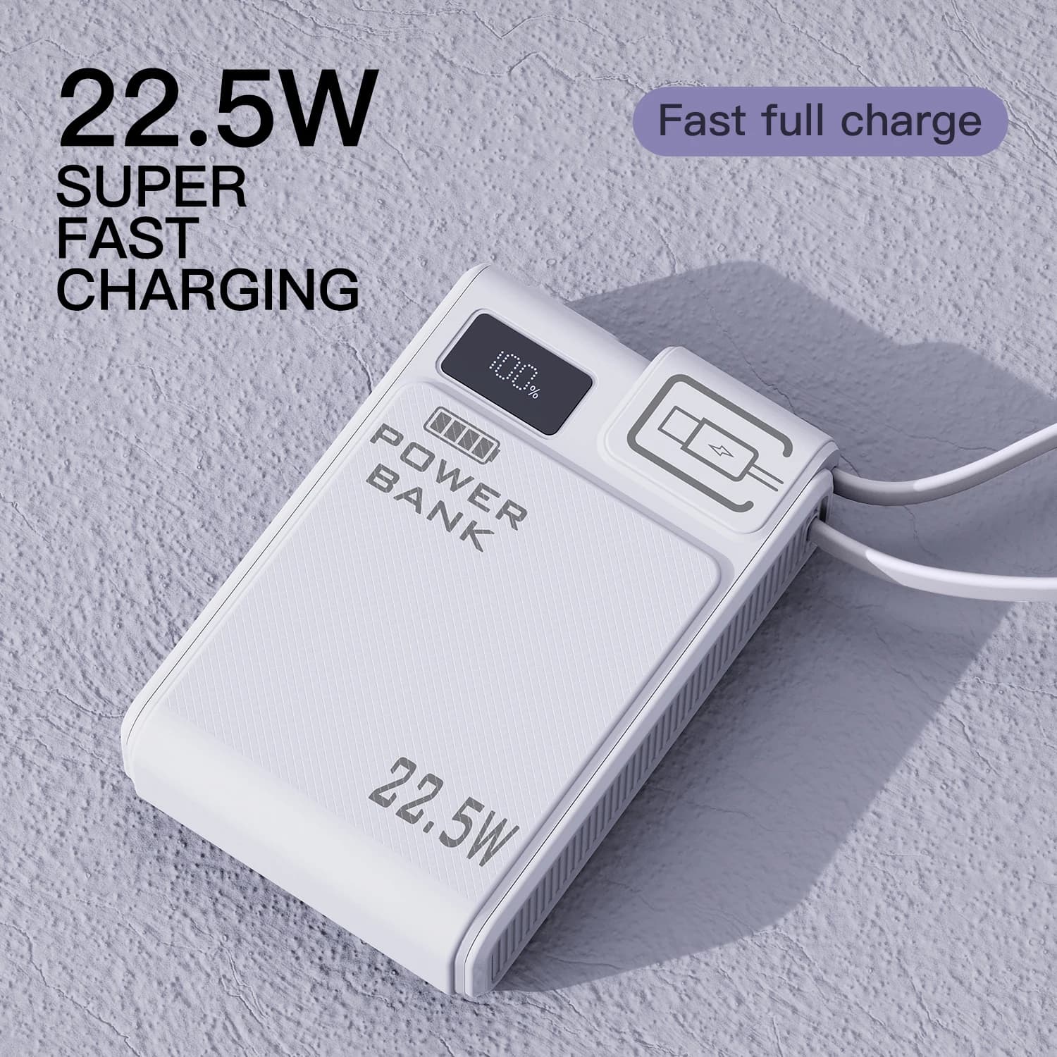 TQQDCI Power Bank portatile da 10000 mAh PD-C22.5W a doppia ricarica con cavo di ricarica rapida Type-C compatibile con iPhone e Samsung