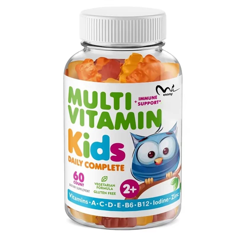 14 essential vitamins in daily supplements for multivitamin candies for children, including vitamins A, C, D, E, B6 and B12, and zinc.