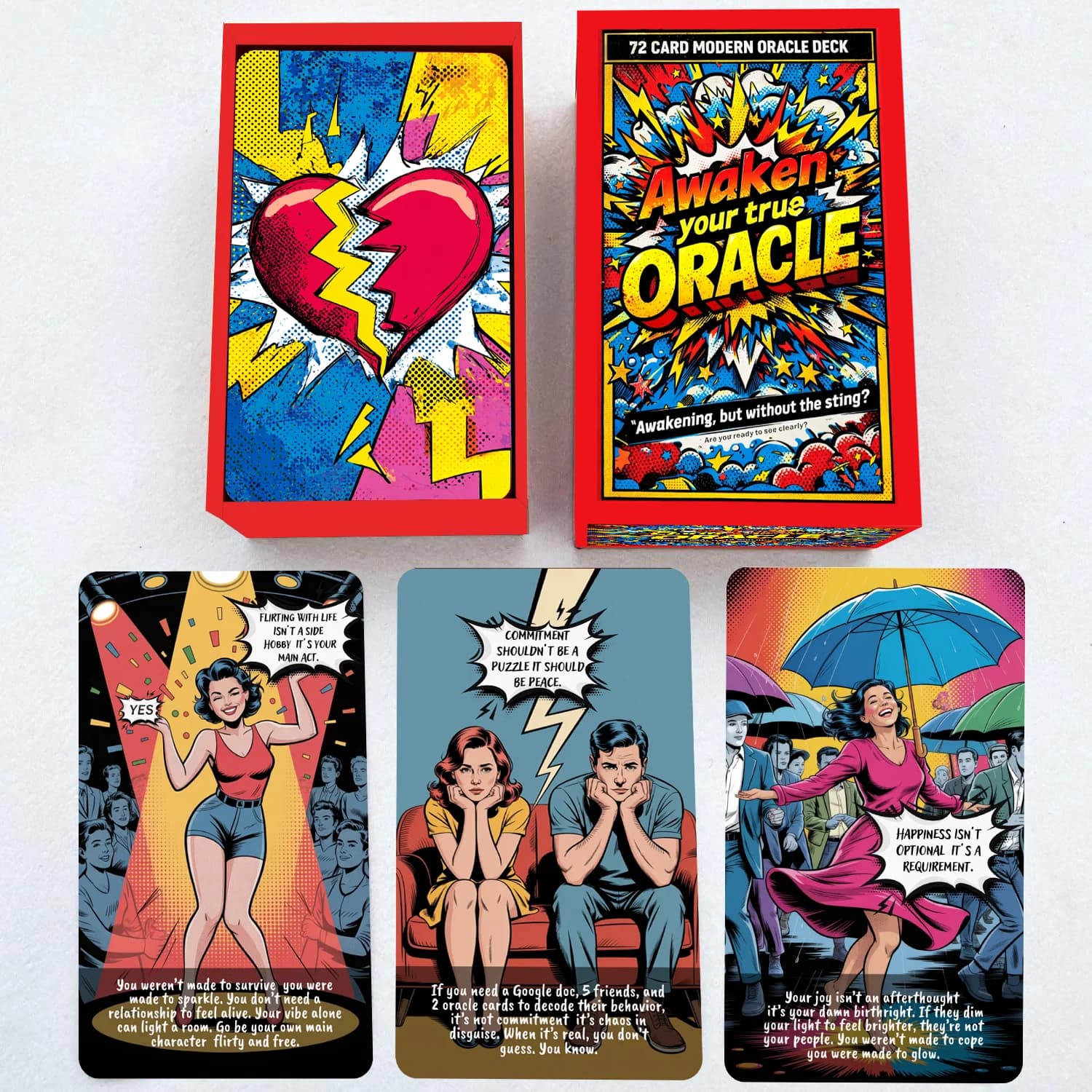 Set di 72 Carte Oracle, Design Moderno Pop Art, Strumenti per Auto-Riflessione e Intuito Emotivo