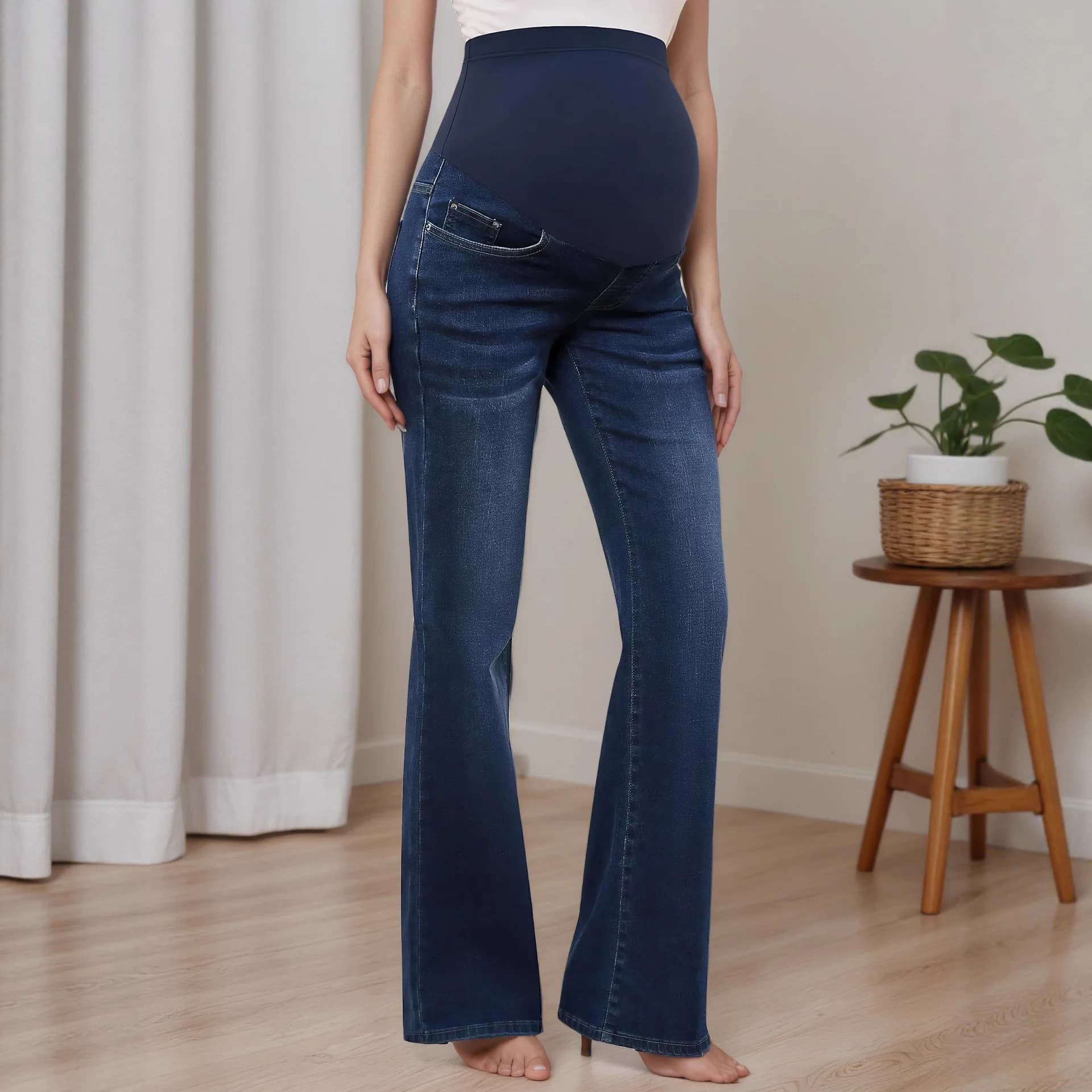 Pantaloni Larghi da Donna per Gravidanza, Jeans Primaverili alla Moda, Versatili, Slim Fit con Supporto Addominale e Effetto Snellente