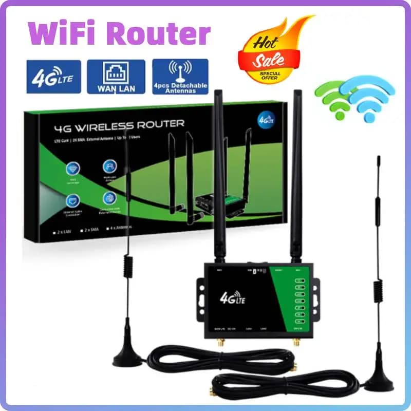 Router WiFi 4G LTE 150Mbps con 4 Antenne Staccabili, Porte WAN LAN RJ45, Modalità Ripetitore AP, Slot SIM per Casa
