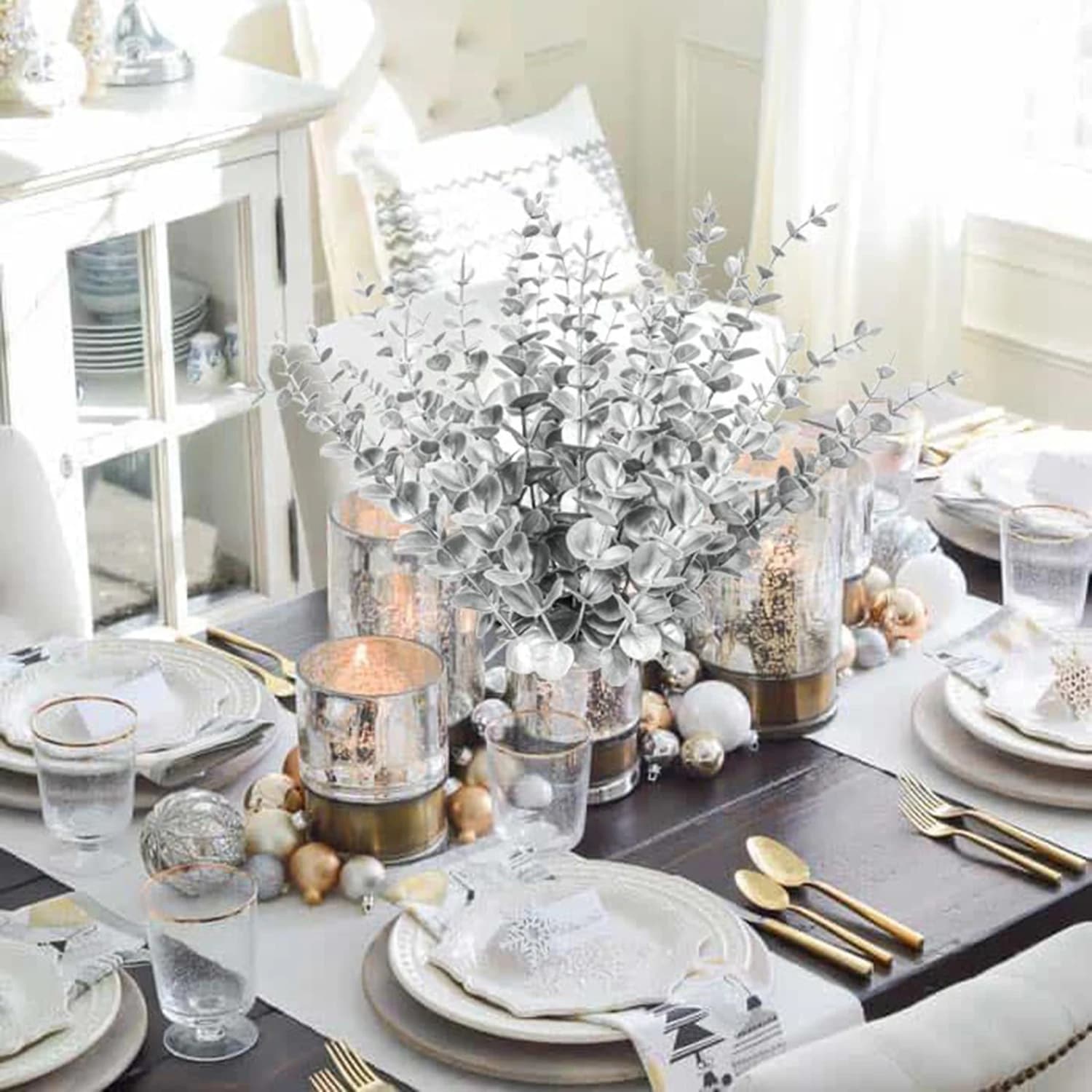 Artificial Plants Eucalyptus Leaves Home Autumn Decoration Outdoor Garden Courtyard Wedding Bridal Wreath Bouquet Accessory Prop