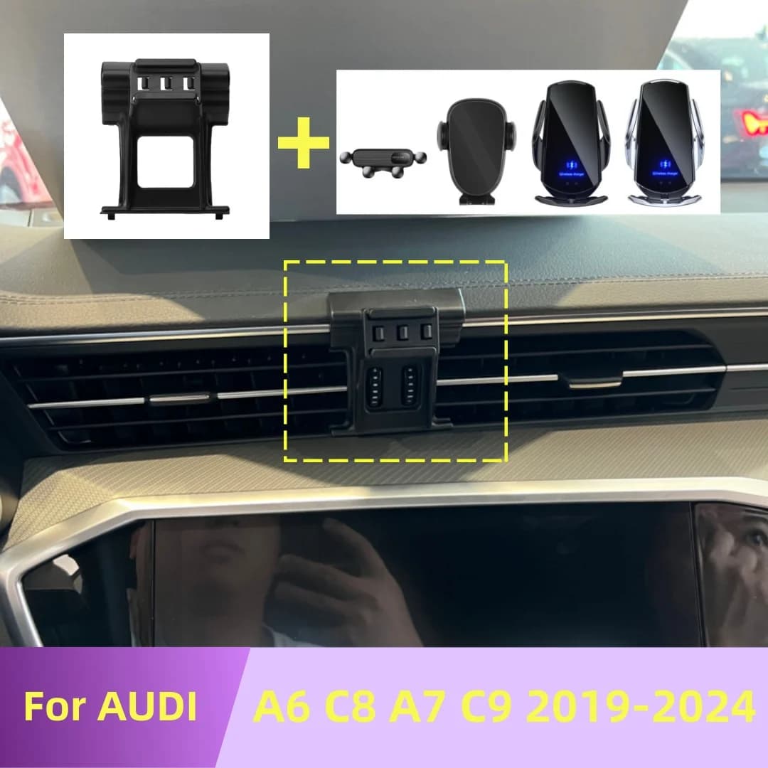 Base per Supporto Telefono Auto per Audi A6 C8 e A7 C9 2019-2024, Facile da Installare e Rimuovere, Compatibile con Vari Supporti per Telefono