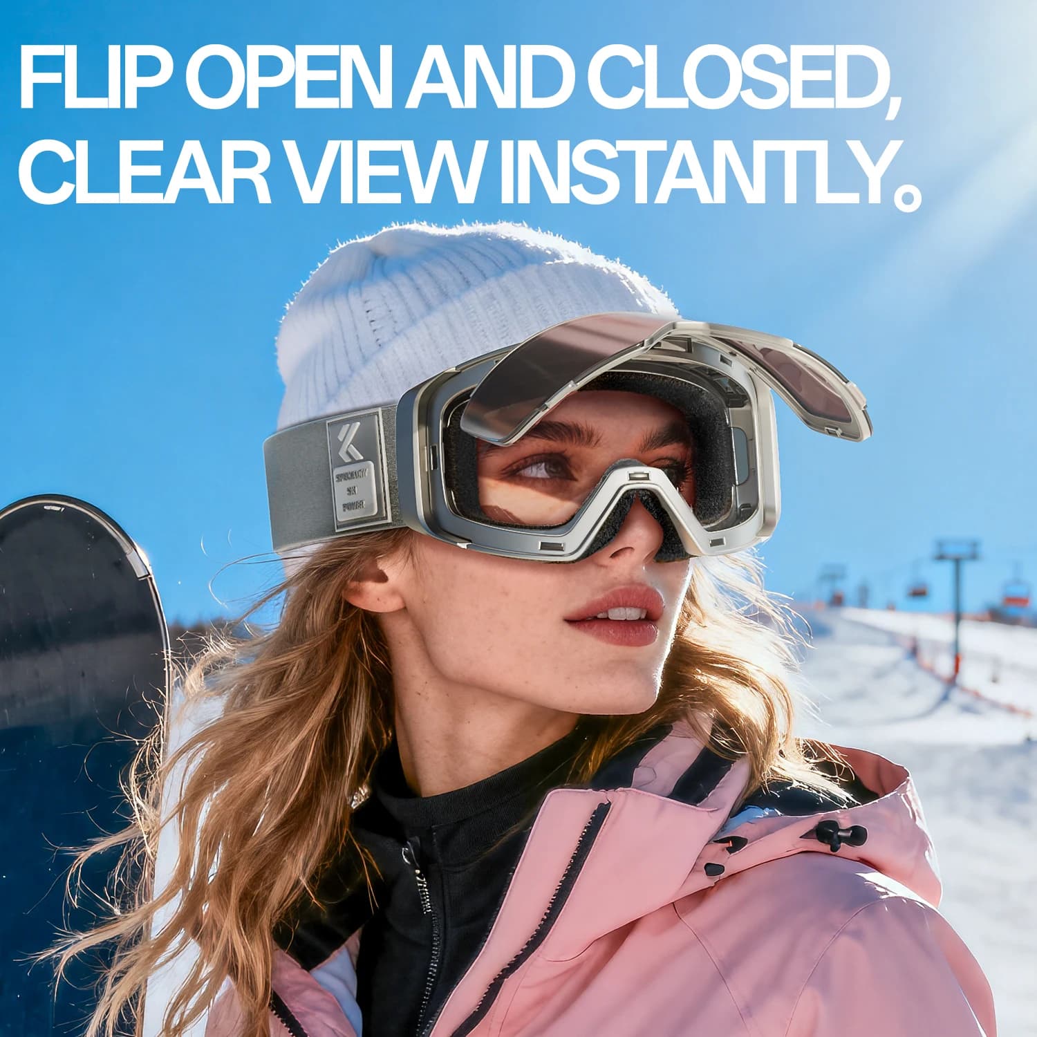 Kapvoe Uomo Occhiali da neve fotocromatici per esterni Occhiali da sci Inverno Motoslitta Snowboard Maschera antiappannamento Donna Occhiali sportivi UV400