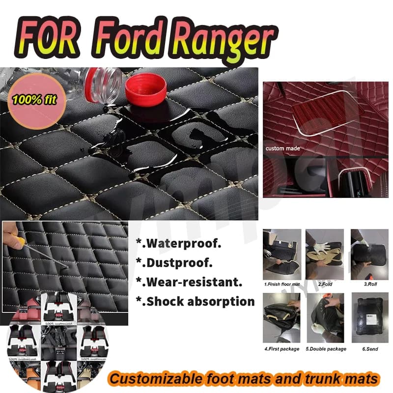 LUXURY Custom Automotive Car Floor Mats For Ford Ranger 2010 2011 2012 2013 2014 Auto Luxury Leather