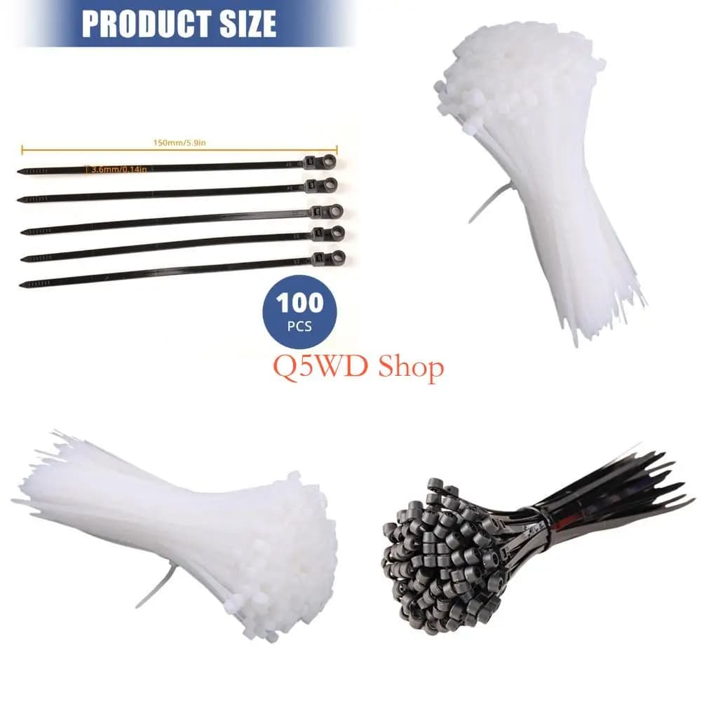 Q5WD 100Pcs Wire Management Cable Ties Strong Wire Tie Wraps Thick Nylon Wire Ties