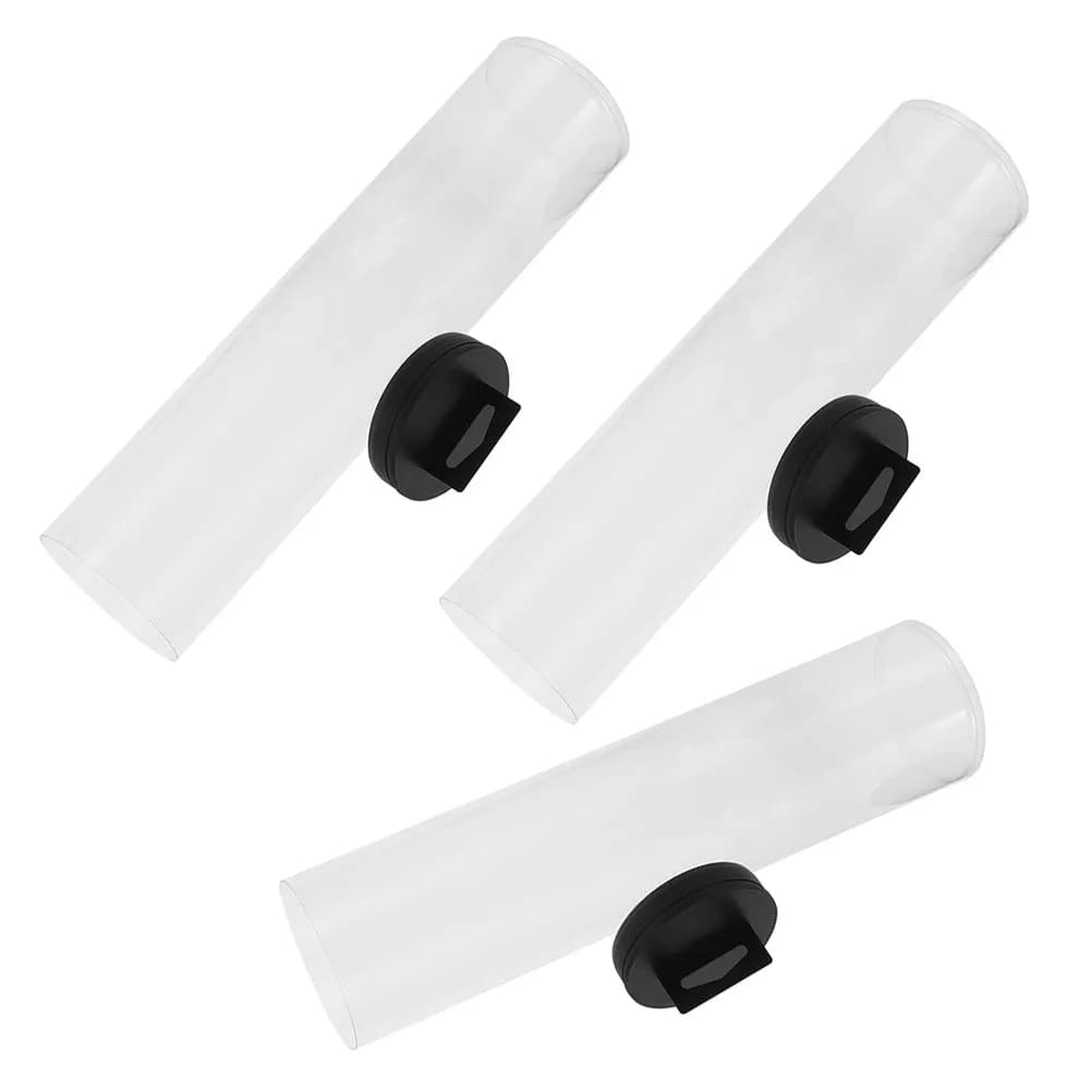 Set di 3 Contenitori Trasparenti per Palline da Tennis in PVC con Coperchio Nero, Accessori Portatili per Allenamento
