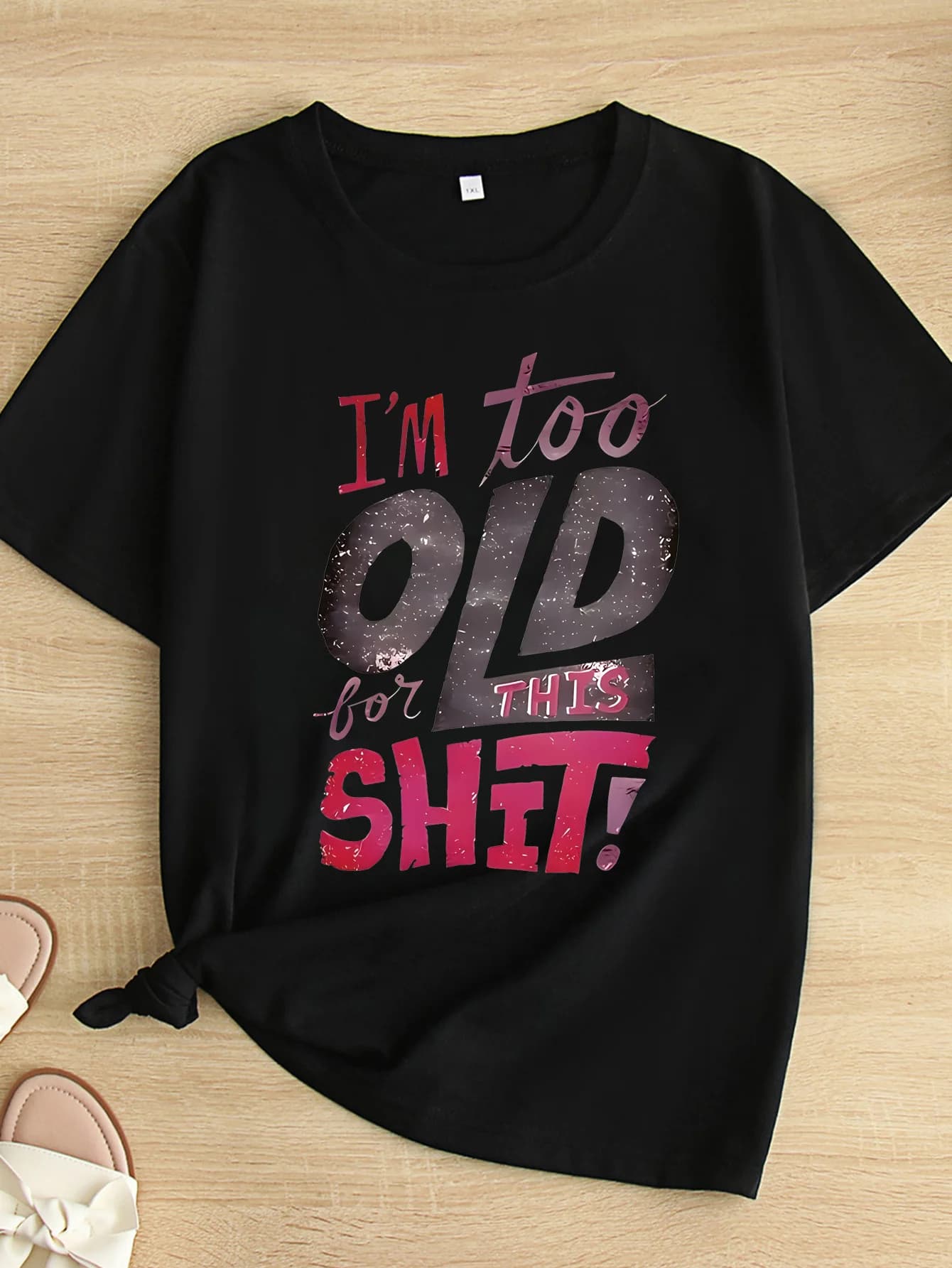 Women's T-shirt strong size, crew neck, short sleeve, printed, 1-7XL, comfortable casual shirt for woman (Fan Gear)