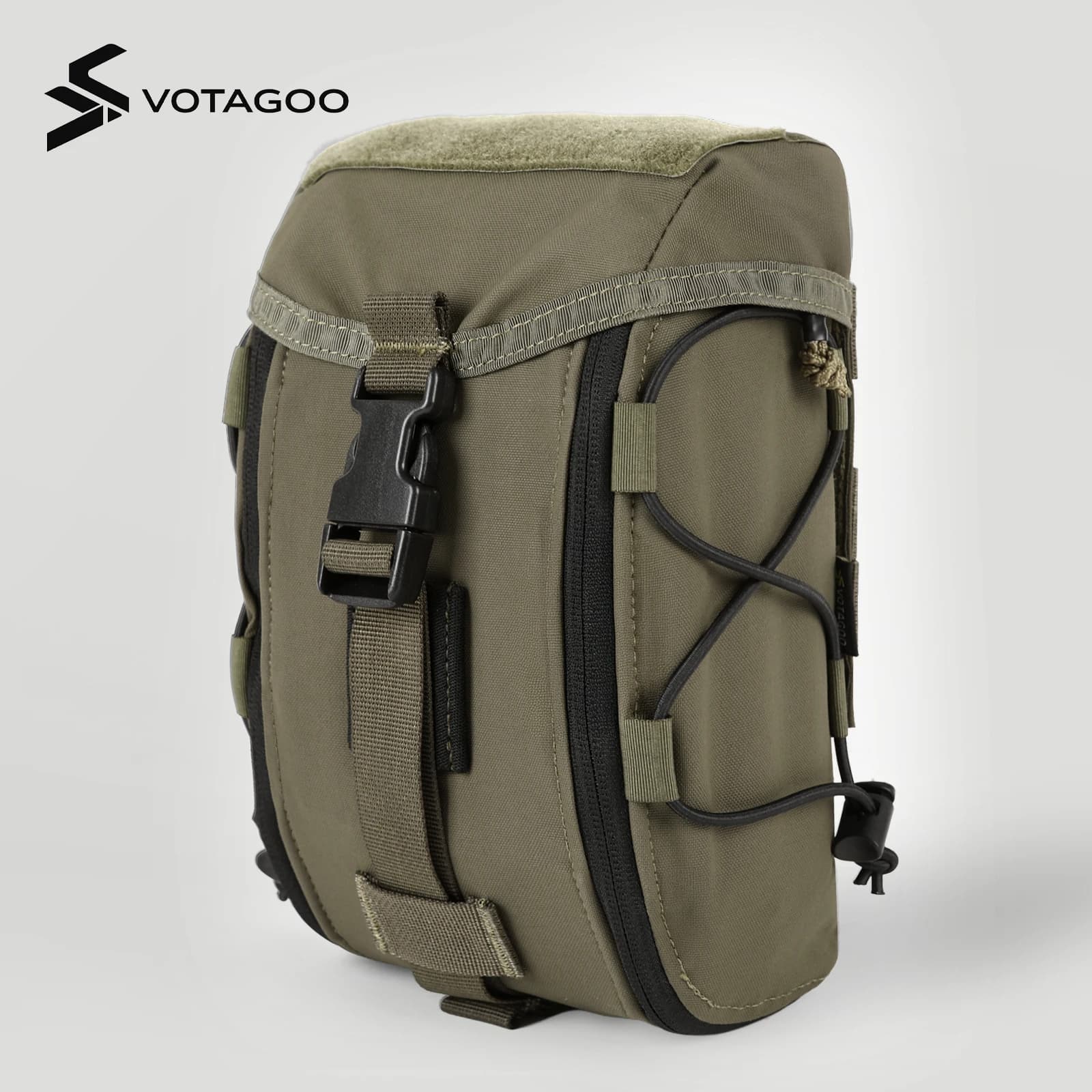 VOTAGOO Tactical First Aid Kit, Outdoor Backpack Velcro Cargo Bag with MOLLE Side Pocket, Long Tongue Medical Bag for EMT IFAK
