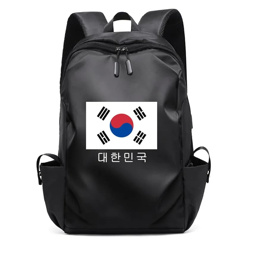 Girl College Student Women Man Backpack Trendy Travel Lady Laptop Cute Republic of Korea Flag Pattern Printed Backpack USB Charg