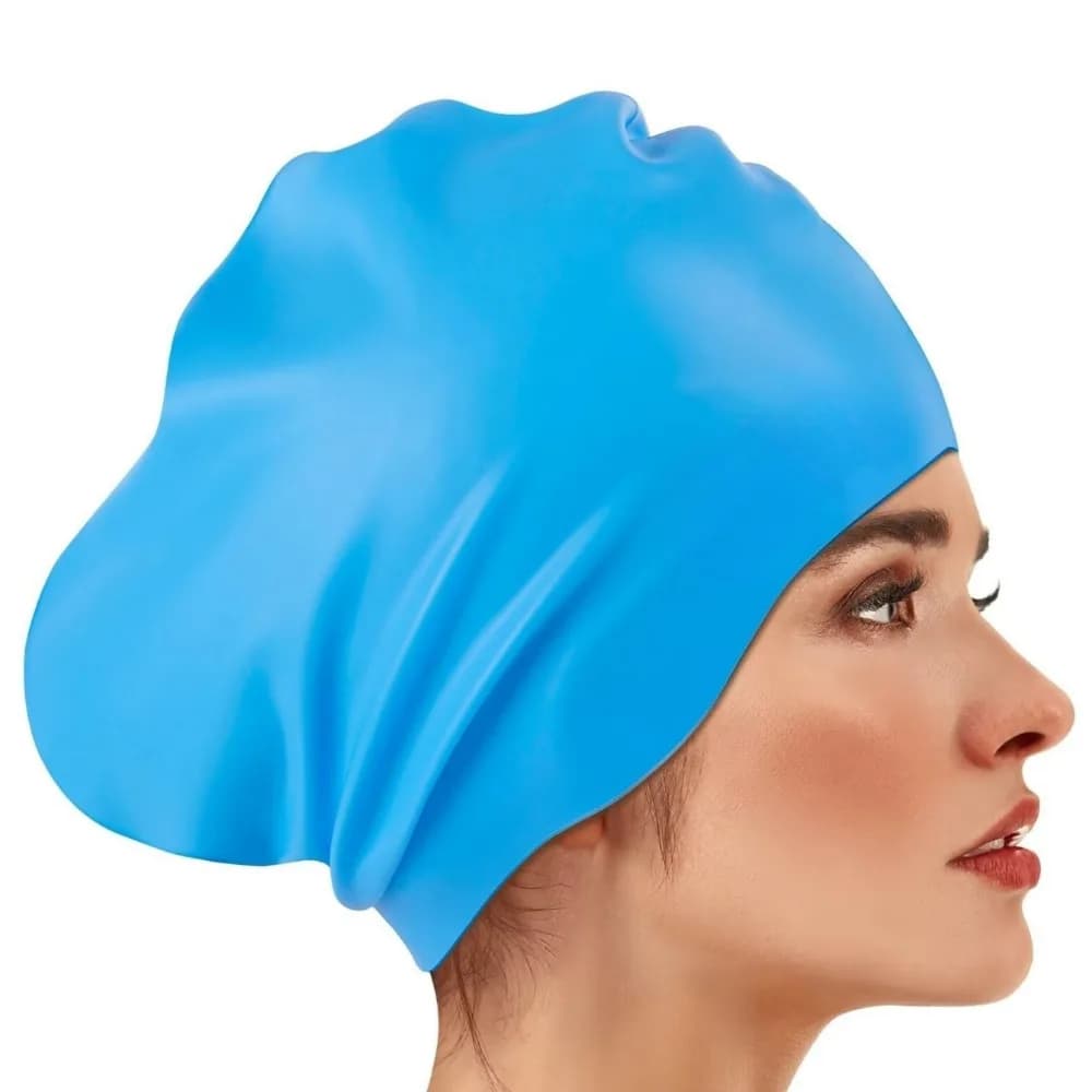 Elastic Silicone Swim Headgear Thicken Design Soft Waterproof Swim Cap Solid Color Sunscreen Snorkeling Cap