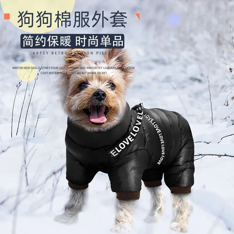 Vestiti invernali per cani Cappotto super caldo per cani da compagnia con imbracatura Abbigliamento impermeabile per cuccioli Felpe con cappuccio per cani di piccola taglia media