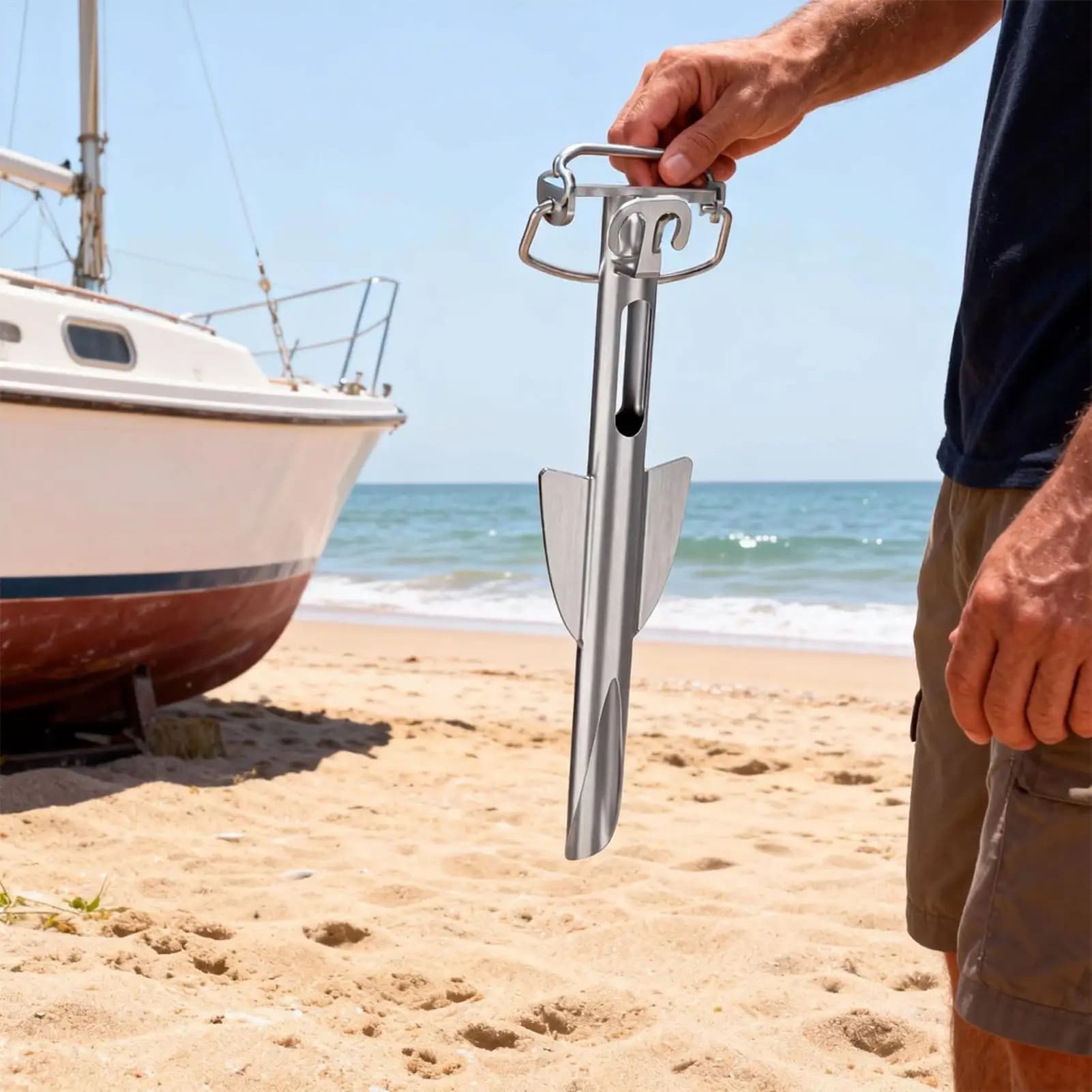 Ancore per Acque Basse in Acciaio Inossidabile Antiruggine, Ancore Pesanti per Barche, Kayak, Paddleboard, Gommoni, Zattere e Pontoni