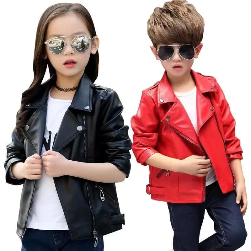 3-12 anni Giacca da bambina in ecopelle Cappotto in PU per bambini Manica lunga Cintura con zip Giacca da locomotiva Elegante Giacche per ragazzi per bambini adolescenti