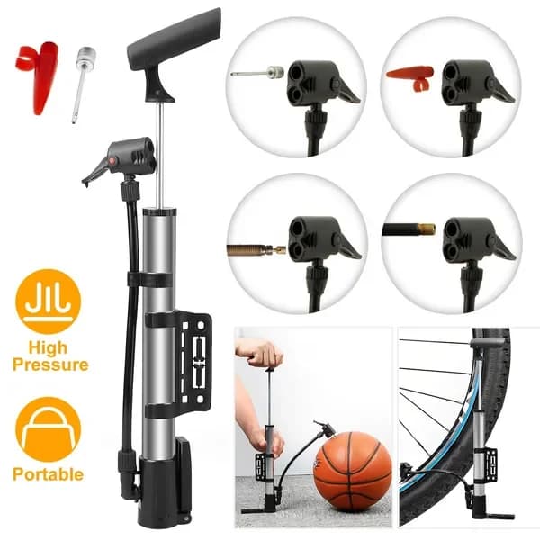 Mini pompa per bici, gonfiatore portatile per pneumatici da bicicletta, pompa ad aria per palloni con supporto per bici da montagna e da strada