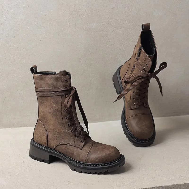 Stivali da donna con tacco Scarpe sportive di moda 2025 Nuovi stivali Chelsea Stringati Scarpe robuste 2025 Scarpe da corsa di tendenza Mujer Snow Botas