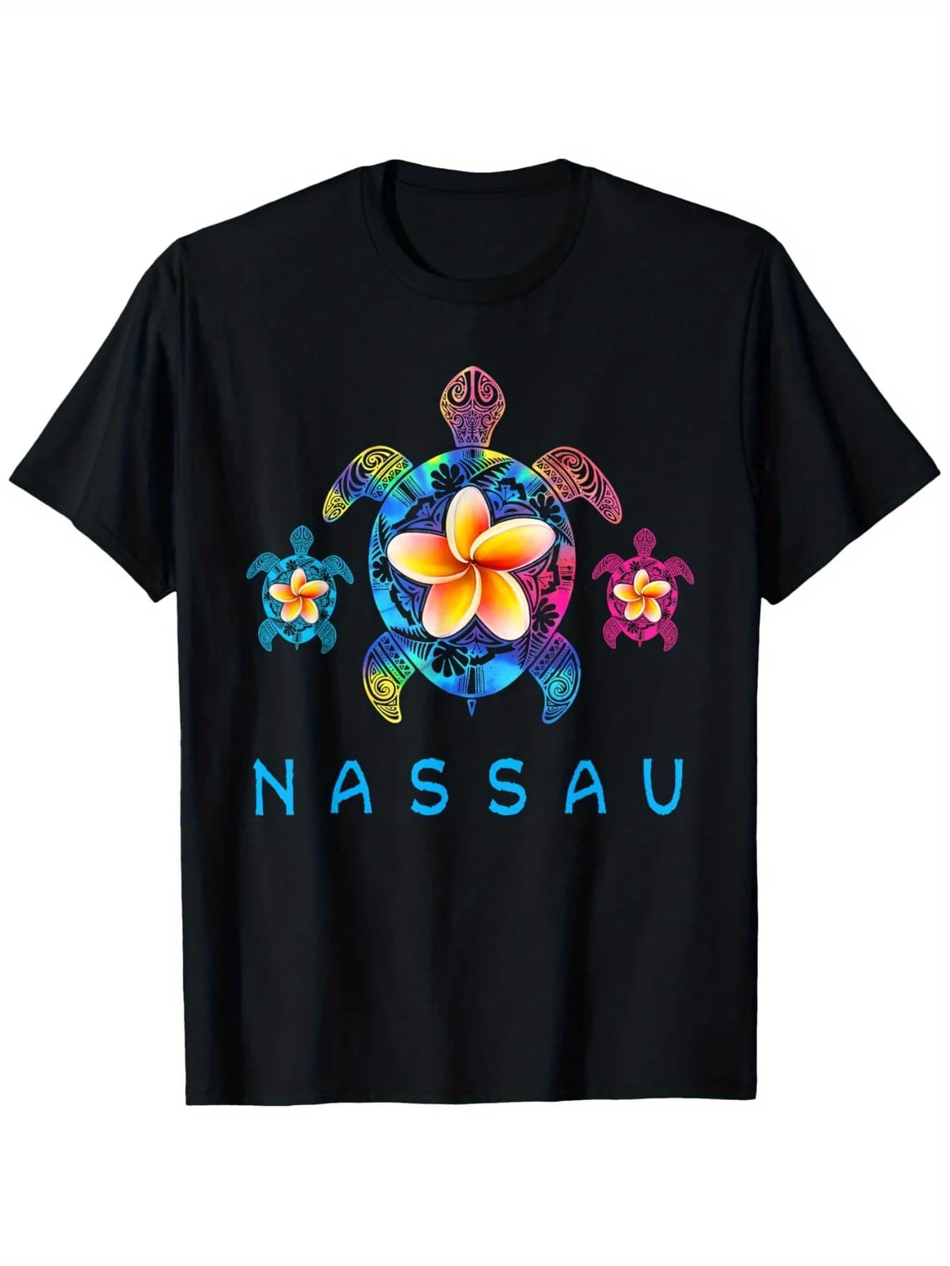 T-shirt Nassau Bahamas - 100% cotone, maglietta per le vacanze dei Tartaruga marina/Hibisco Caraibi S-XXXL