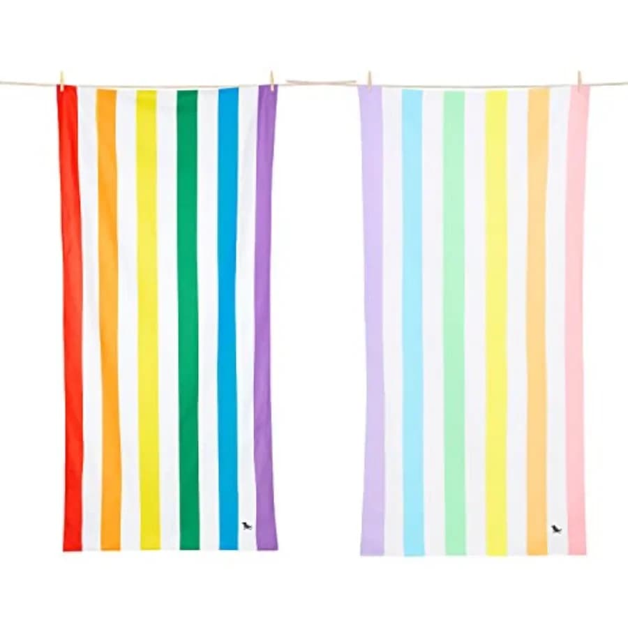 Beach Towel Bundle - 2X Cabana Beach Towel for Travel Swimming Camping Holiday - Recycled Polyester - Navy Blue - Super Absorbe