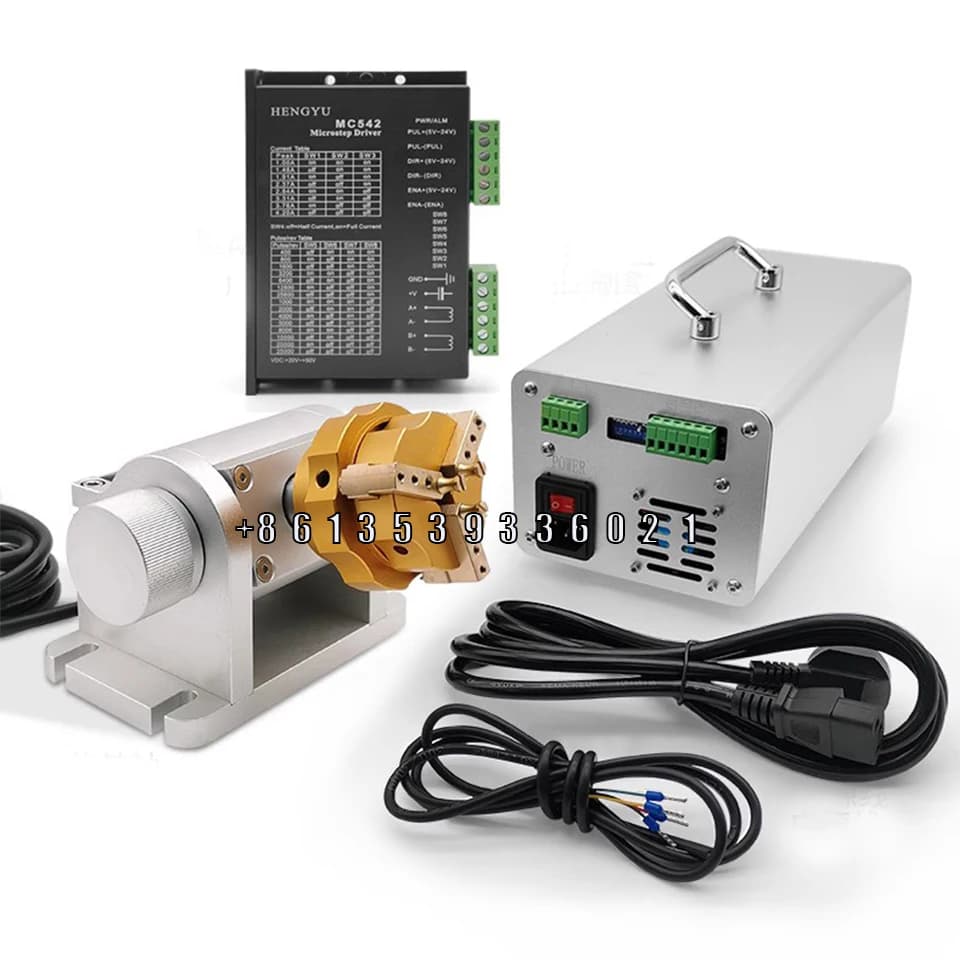 Macchina per Marcatura Laser con Tavola Rotante, Macchina per Incisione Laser con Asse Rotante, Dispositivo di Precisione Rotante per Anelli e Gioielli