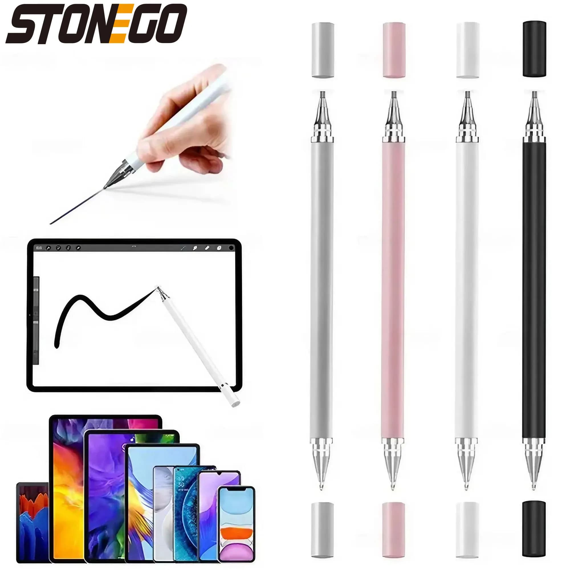 STONEGO Penna stilo 2In1 per telefono cellulare Tablet Penna da disegno Matita capacitiva Penna touch screen universale per Pad Iphone Android