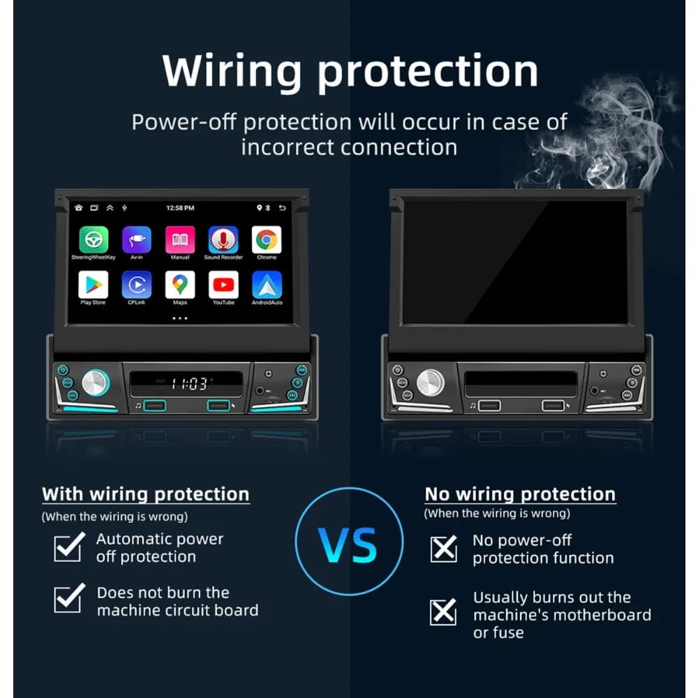 Android 12 Lettore da 2 + 64 GB Schermo retrattile da 7 pollici Bluetooth 5.1 RDS Car Stereo Mirrorlink adatto per Carplay Wifi GPS Autoradio