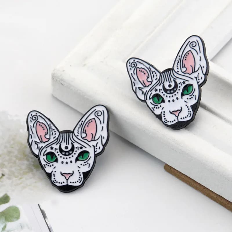 Mystical Sphynx Pins Hairless Cat Brooch Animal Cosplay Cloth Jeans Jewelry Lapel Pins Badges Accessories for Women