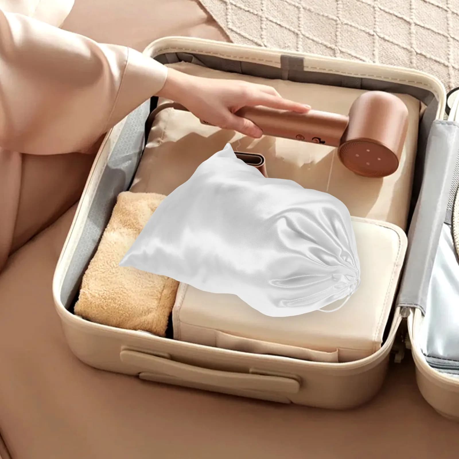 5Pcs Satin Dust Bags Handbag Protector Drawstring Closure Purse Storage Organizer Travel Shoe Storage Pouch Purse Protector