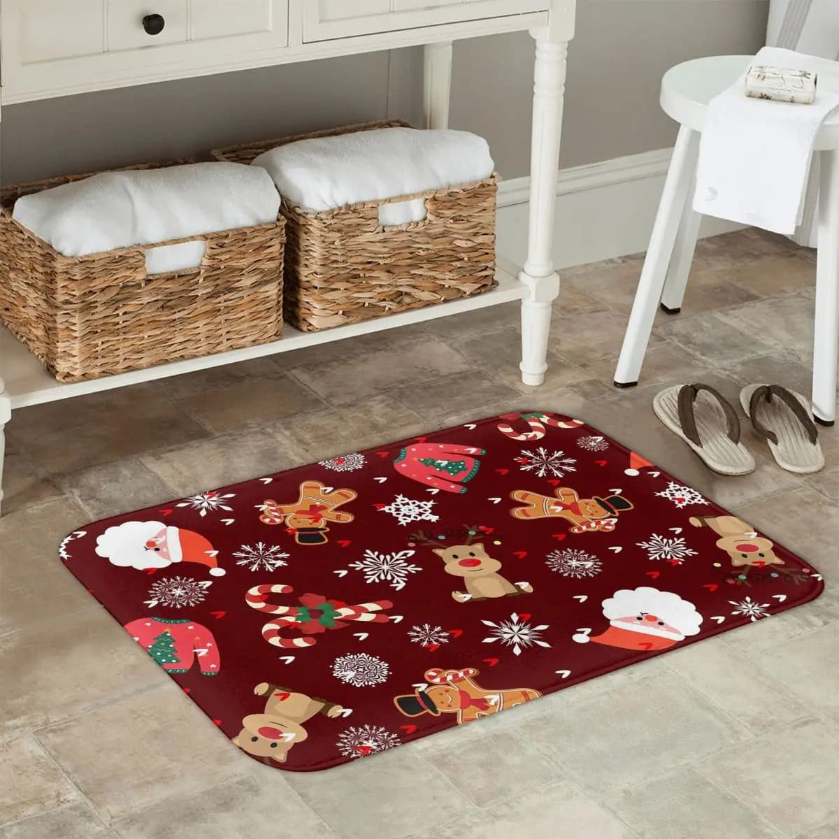 Merry christmas tree and gingerbread for men anti slip mat for entrance kitchen home bedroom mats