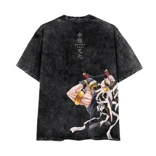 T-shirt grafica oversize vintage Wash Demon Slayer T-shirt con stampa anime uomo donna T-shirt manica corta in cotone Harajuku Streetwear Top casual
