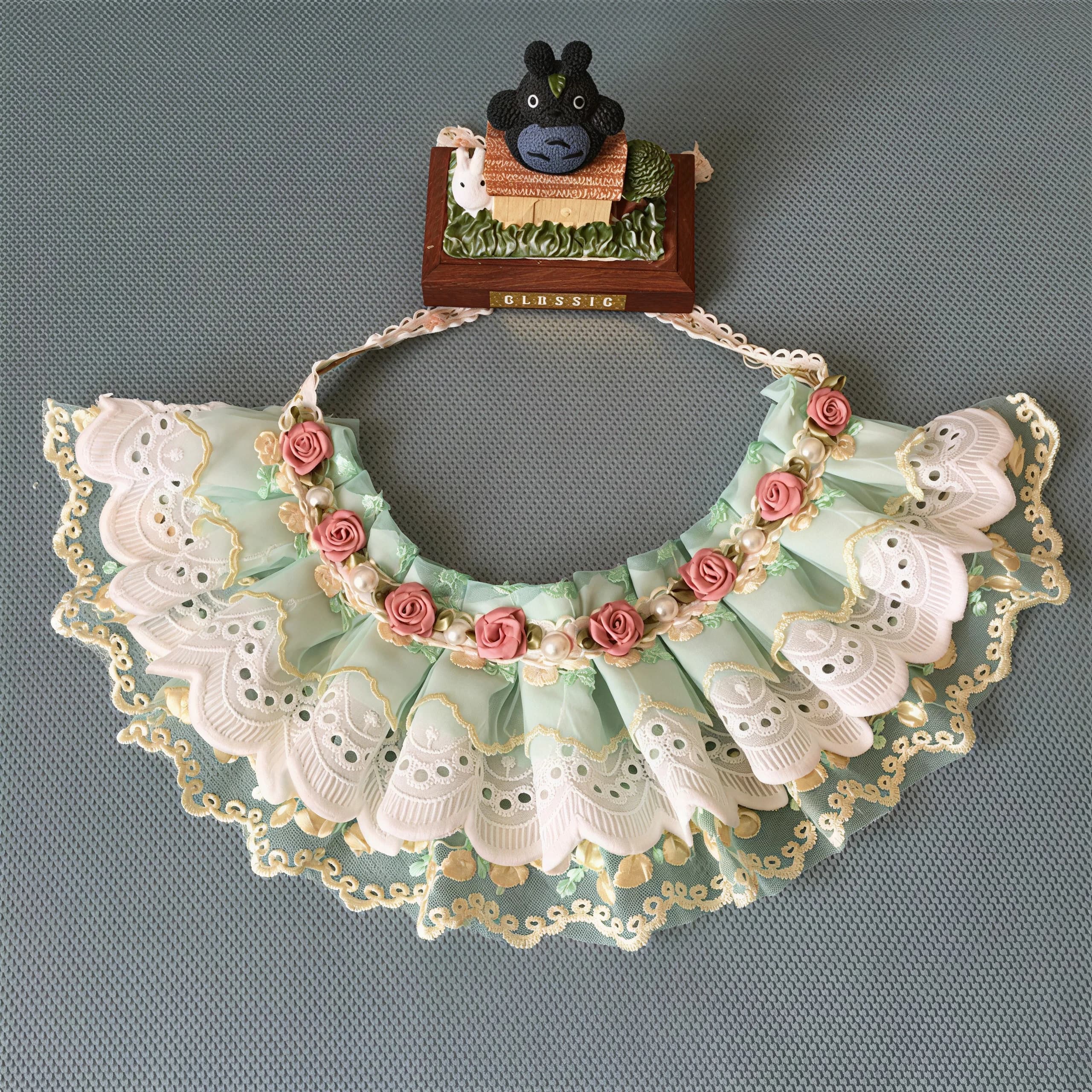 Floral Canvas Pet Collar Cat Scarf Small Apron Puppy Neck Circle Rice Saliva Towel Decorative Universal Pet Accessory