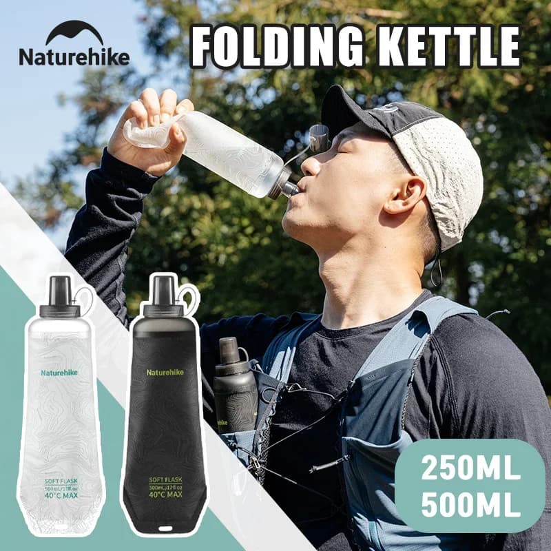 Borraccia Pieghevole Naturehike in TPU Senza BPA, Bottiglia d'Acqua Morbida Portatile per Corsa, Campeggio ed Escursionismo