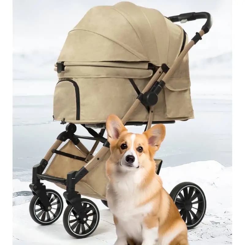 Passeggino per Animali Domestici Pieghevole con Un Solo Clic, Trasportino Portatile per Cani e Gatti, Leggero e Traspirante, Carrello Reversibile