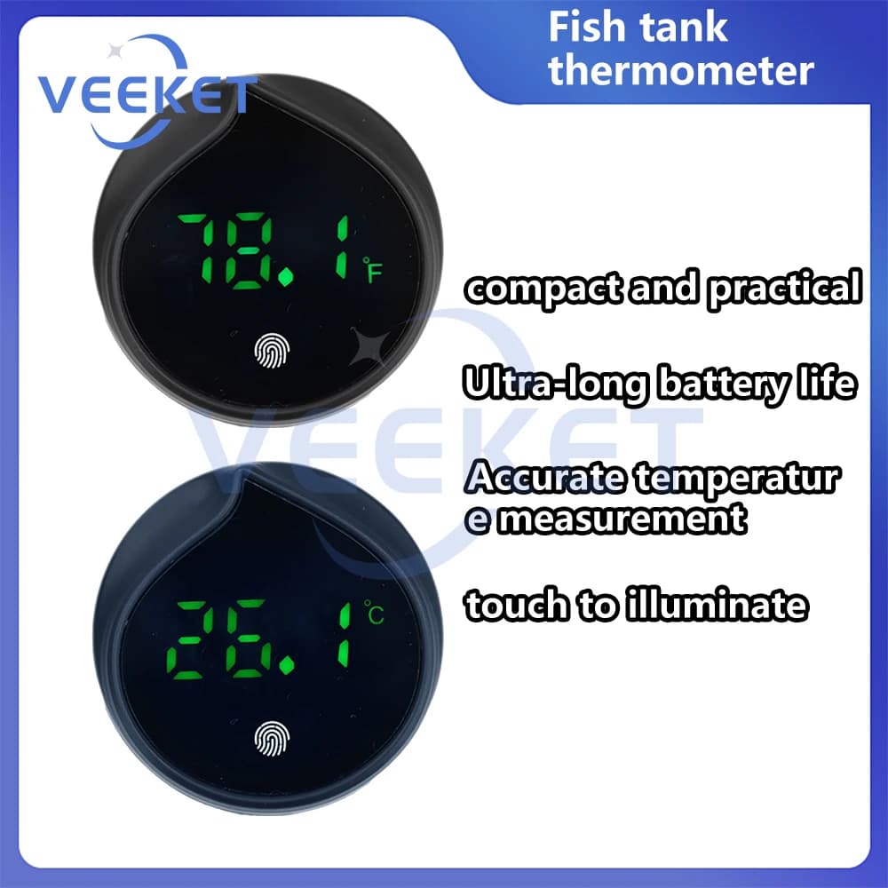 Termometro digitale a LED Sensore di temperatura per acquario Acquario Touch Design a forma di pesca Termometro elettronico per serbatoio 0-60 ℃