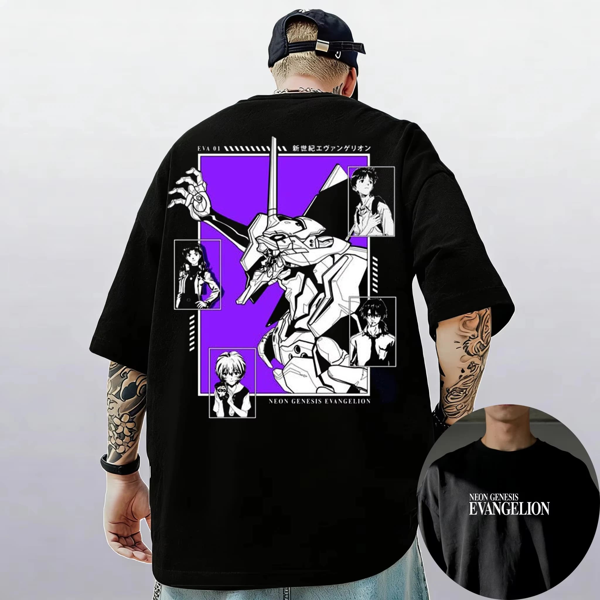 T-shirt Neon Genesis Evangelion Ayanami Rei Asuka Stile Classico Manica Corta Uomo Donna Estate 2026 Maglietta in Cotone Genitore-Figlio
