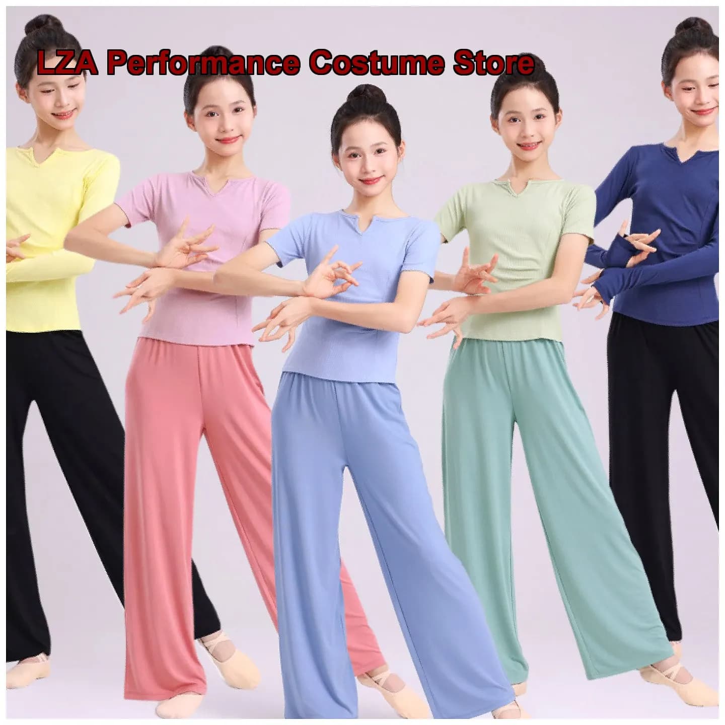 Children's Girls' Dance Dress Short Sleeves Long Sleeves Modern Dance Teacher Chinese Folk Dance Practice Kids