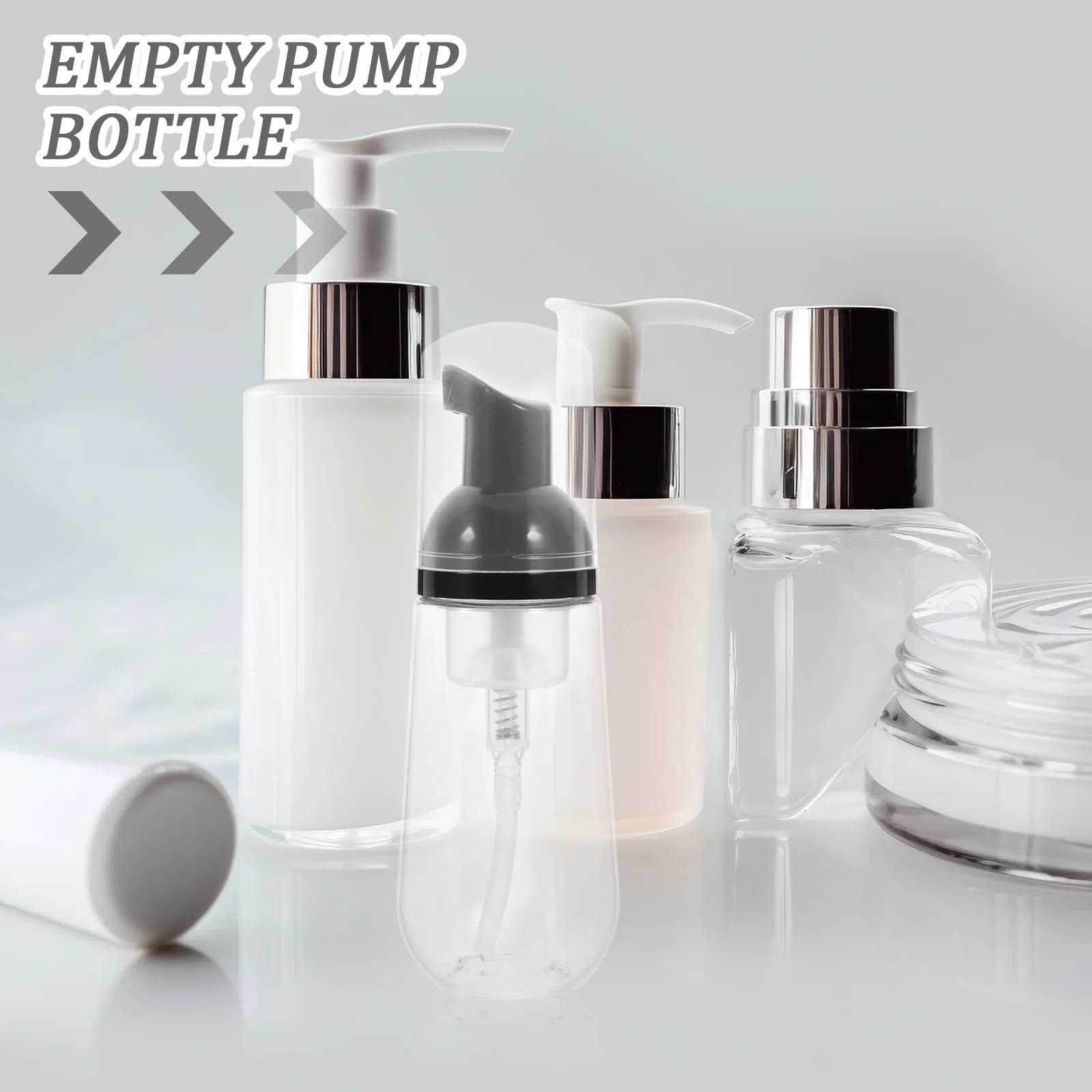 3 flaconi con pompa schiumogena ricaricabili leggeri da 60 ml, dispenser di sapone schiumogeno trasparente per shampoo da viaggio e uso quotidiano