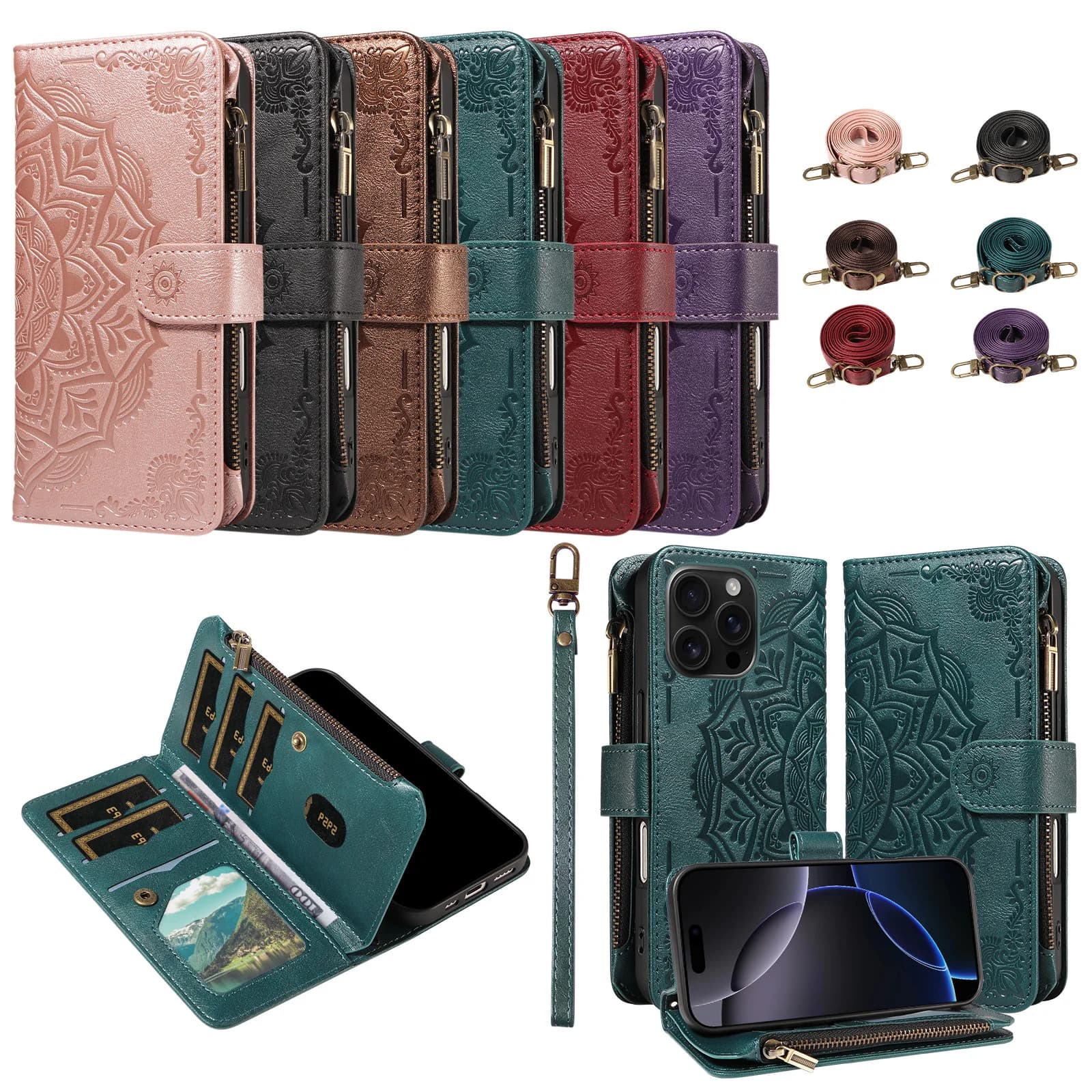 Mandala Embossed Leather Wallet Flip Case For Motorola Edge 70 60 50 40 Fusion + Pro Ultra Neo 5G 2025