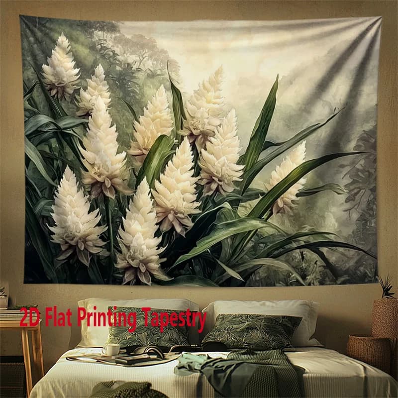 Large Floral Tapestry Wall Hanging Tropical Lily Flower Art Botanical Nature Print Decoration for Bedroom Living Room
