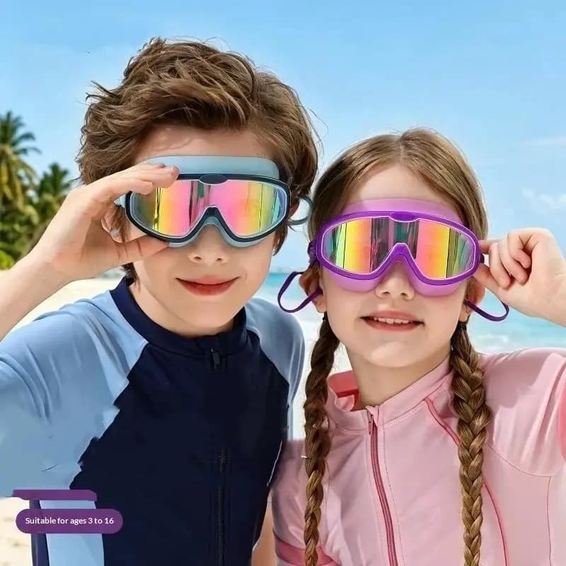 Professional Children Swim Goggles Cap Combo Anti Fog No Leaking Waterproof for Youth Competitive Swim Training