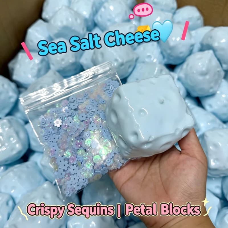 Handmade Ball Crunchy Cheese Cube Stress Ball Big Cheese Shapeable Squeeze Ball Non-Bounce Fidget Toy ASMR Sensory Anti-Stress
