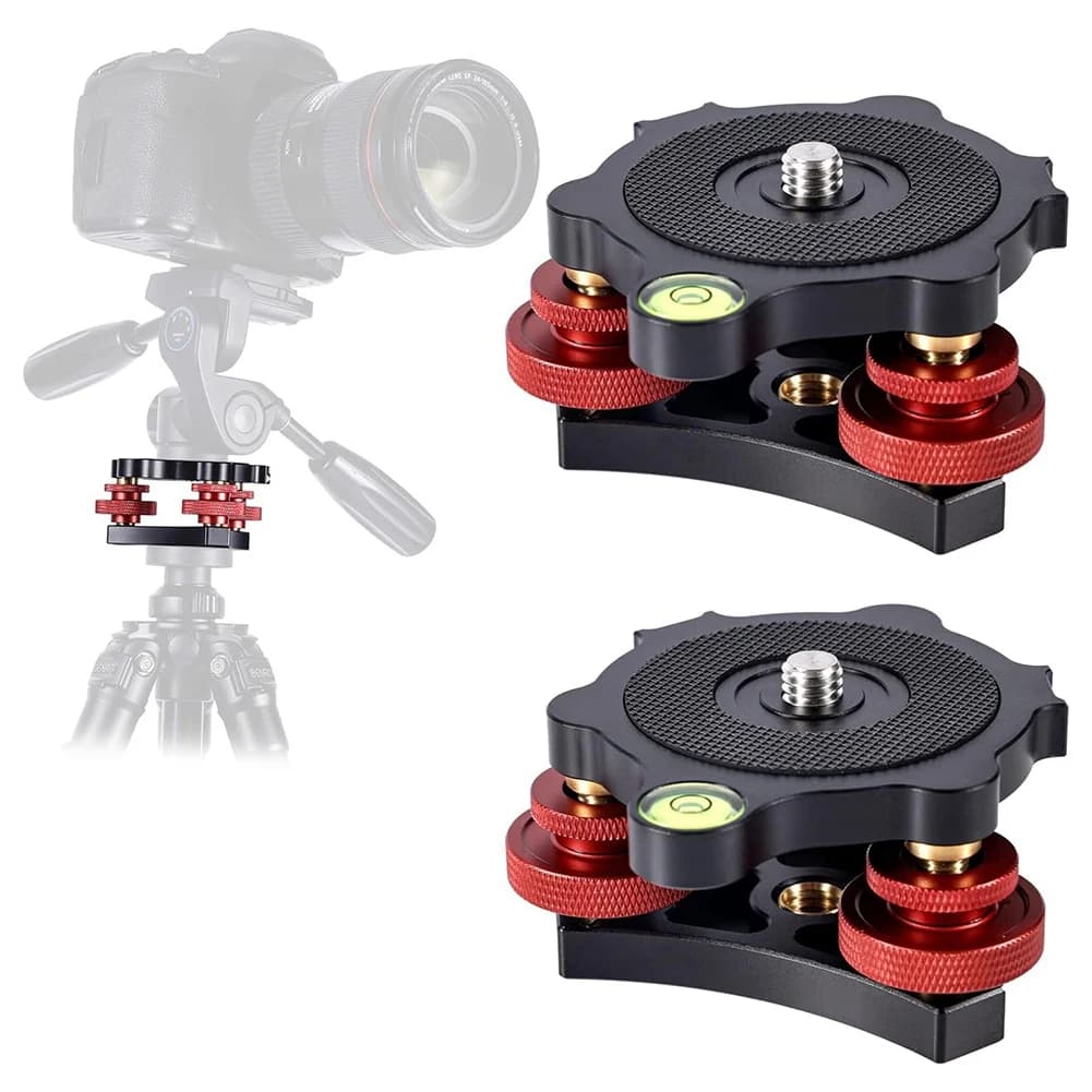 2Pcs Tripod Leveling Base, Camera Leveler Tripod Leveler 3-Axis Tri-Wheel Head 3/8In Thread +/-5° Precision Adjustment-Hot