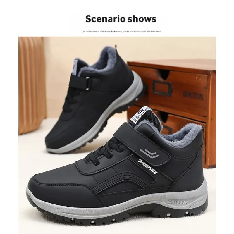 2026 Snow Boots for Men Casual Winter Shoes Platform Non-slip Warm Fur Ankle Boots Plush Combat Outdoor Hiking Motorcycle Boots