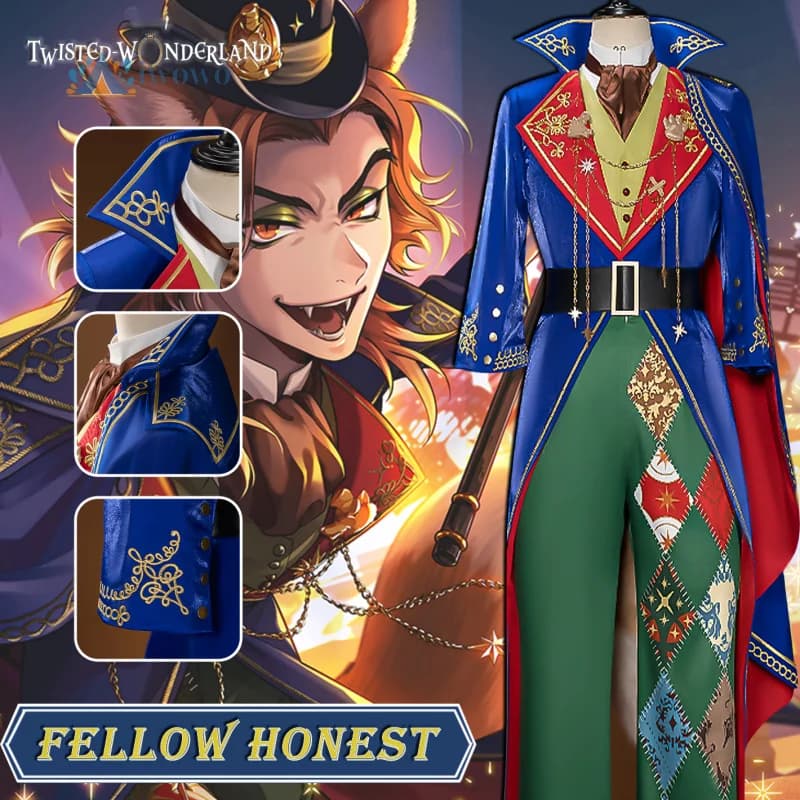 Gioco Twisted Wonderland Costume Cosplay Fellow Honest BlueJacket PantsUniform Halloween Carnevale Vestiti Abiti Abiti per adulti