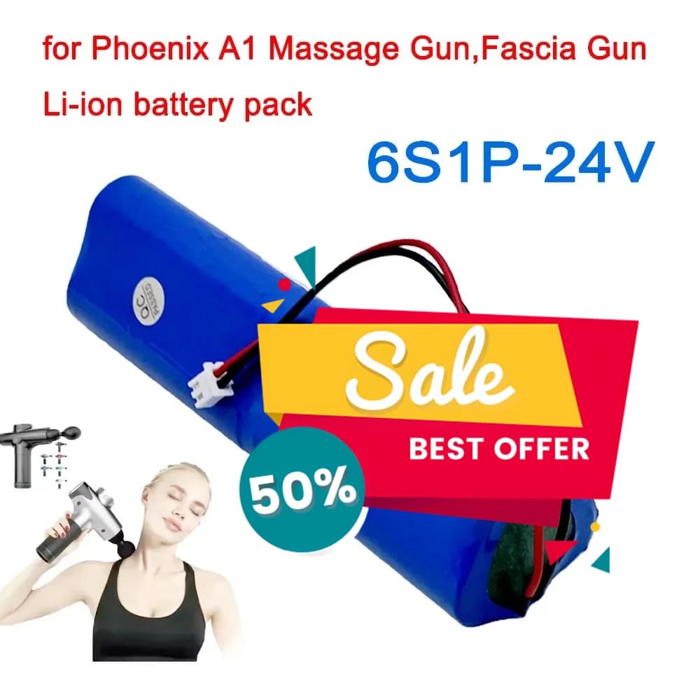 Batteria agli ioni di litio 24V 2500mAh 6S1P di ricambio per pistola massaggiante Phoenix A1