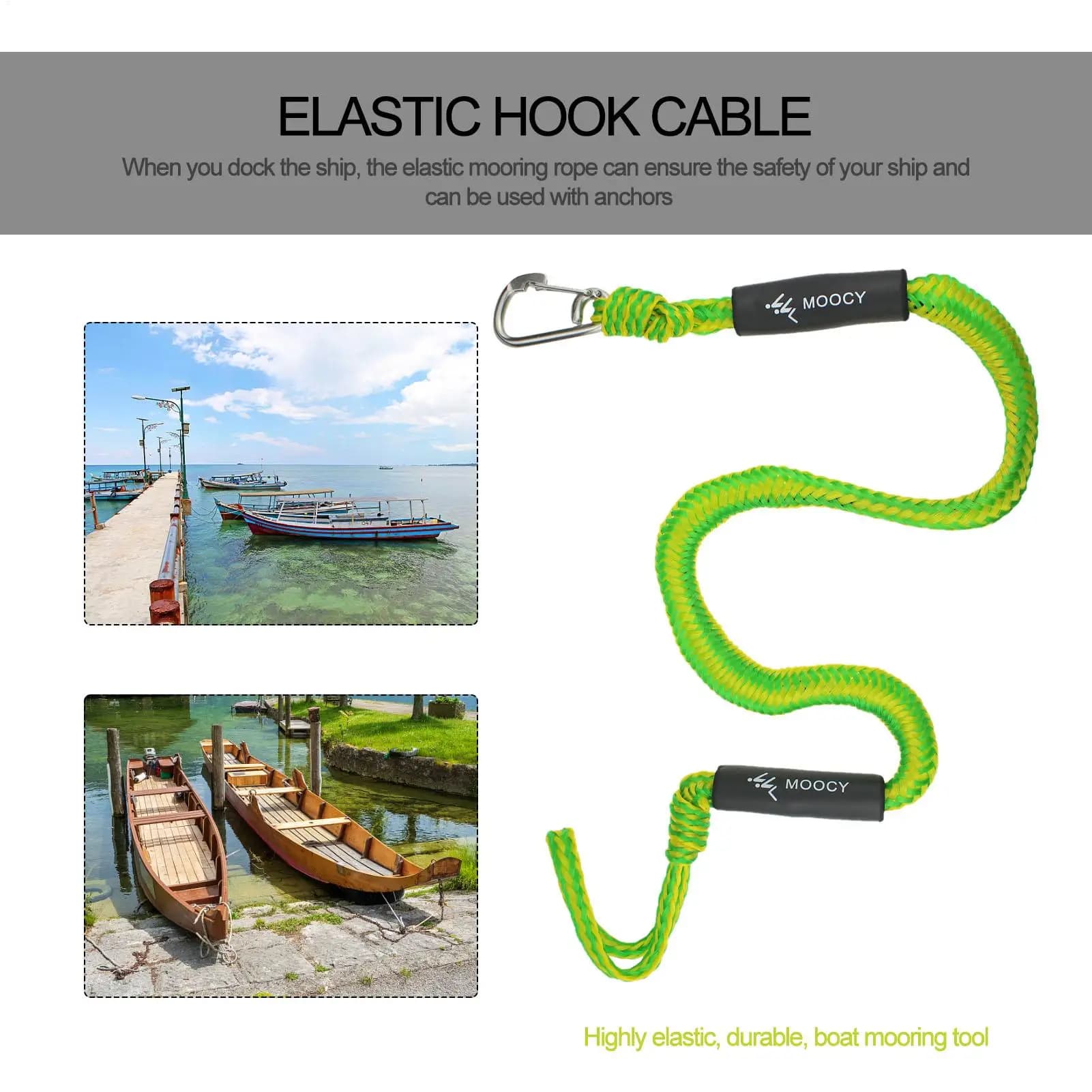 Cordino per canna da kayak elastico regolabile Guinzagli per pagaia per canoa Guinzagli per canna da pesca Corda di sicurezza Moschettone Accessori per barche a remi
