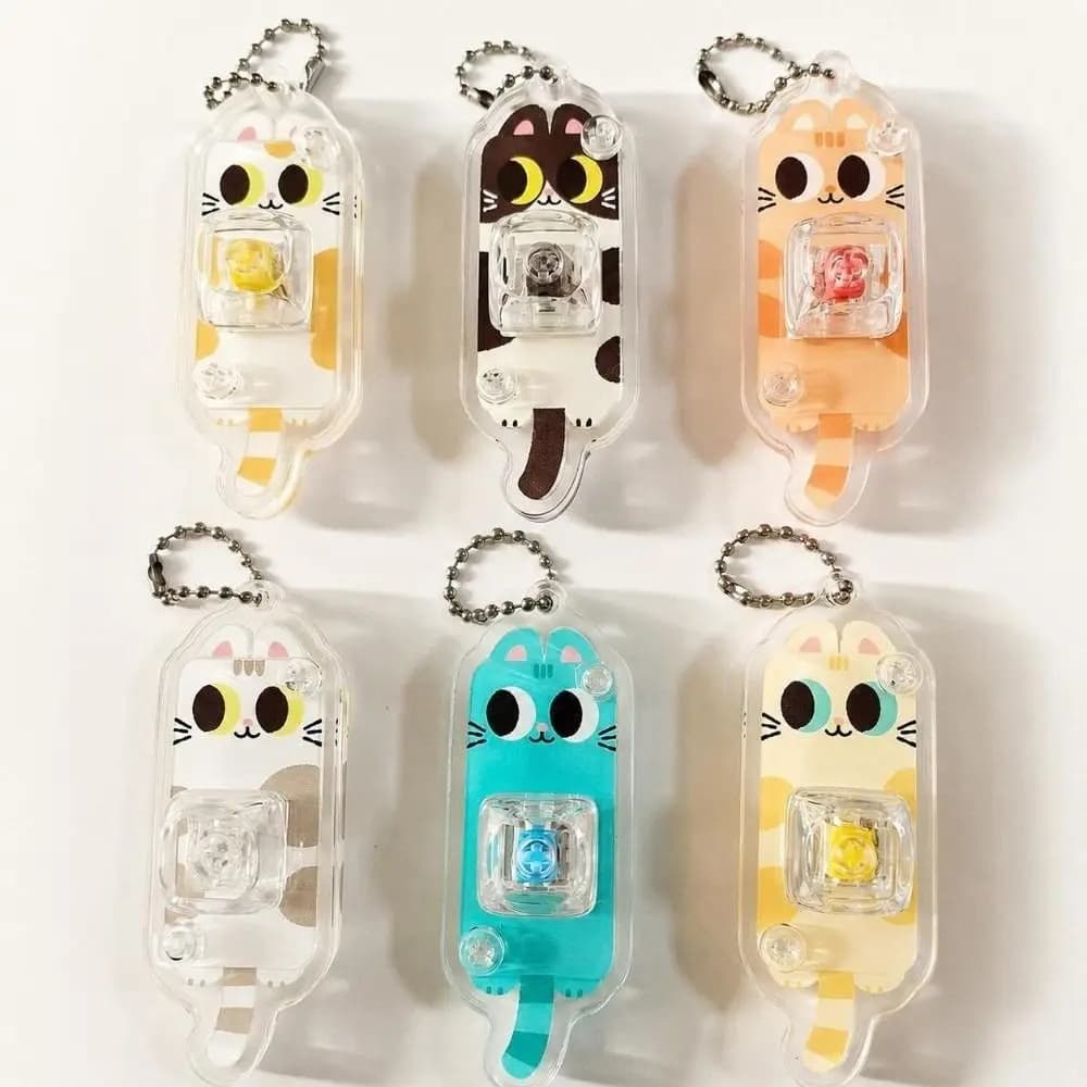 Portable Keychain Fidget Tactile Mechanical Buttons Mechanical Keyboard Keychain Mini Cute Button Keychain Office Use