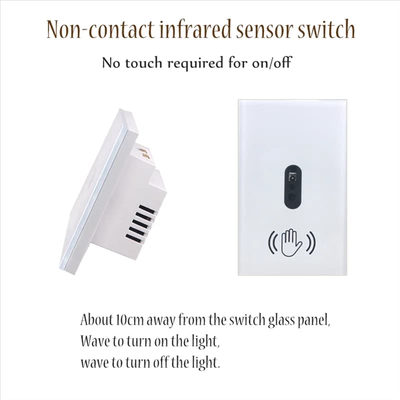 A01F-Smart Light Switch Wall Light Sensor Wave Infrared Sensor No need Touch Power Supply On Off American Plug