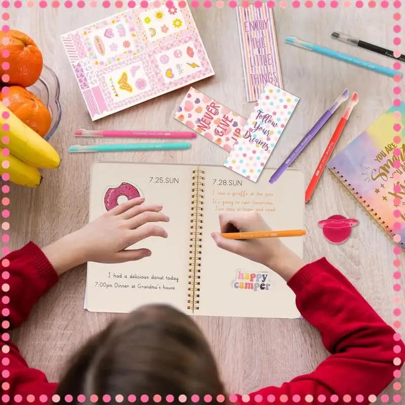 Girls Journal Kit 98X/set Creative Diary Journal Kit Scrapbooking Toy Journaling Art Crafts For Kid Girl Boy Aged 8